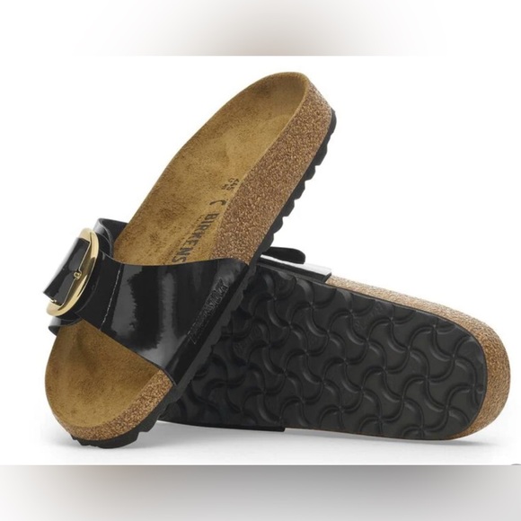 BIRKENSTOCK MADRID BIG BUCKLE PATENT SANDALS IN BLACK 36 5 - Picture 3 of 12